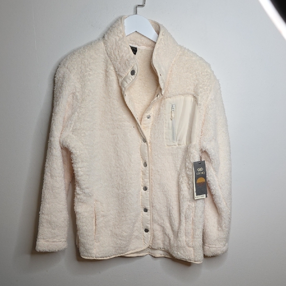 New With Tags!!! Legend Discovery Cream Teddy Jacket Sz Medium